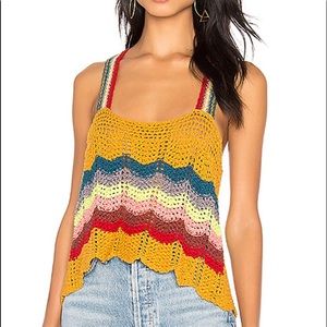FREE PEOPLE winding road tank in yellow combo